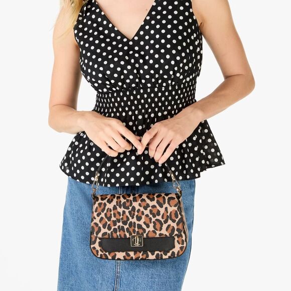 New Kate Spade Phoebe Spotted Leopard Small Flap Crossbody Brown Multi - Picture 3 of 5